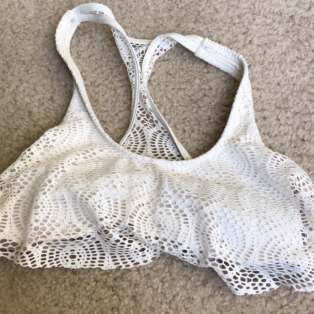 Racer back white bikini top